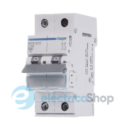 Автоматичний вимикач 2-п, 0.5A, C, 6kA, Hager MCN200