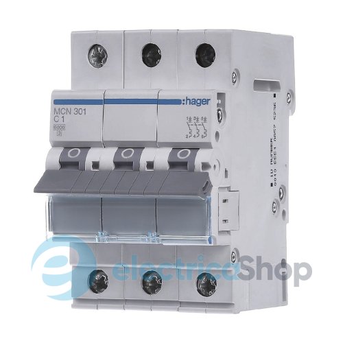 Автоматический выключатель 3-п, 1A, C, 6kA, Hager MCN301