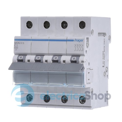 Автоматический выключатель 4-п, 3A, C, 6kA, Hager MCN403