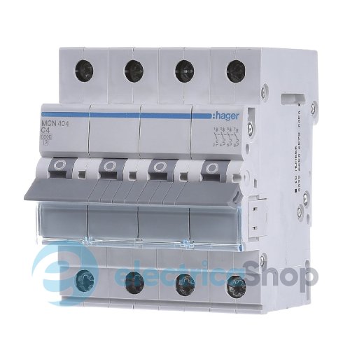 Автоматический выключатель 4-п, 4A, C, 6kA, Hager MCN404