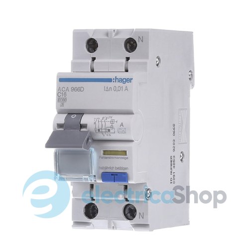 Дифавтомат 1P+N, 6kA, C-16A, 10mA, A, Hager ACA966D