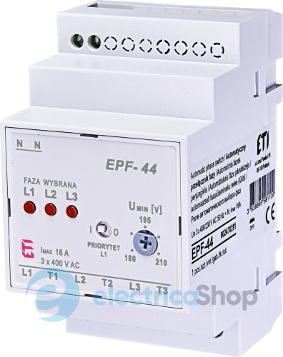 Реле автоматического выбора фаз EPF-44 DIN 16А 3x400V/230V+N регульований ETI 2470281