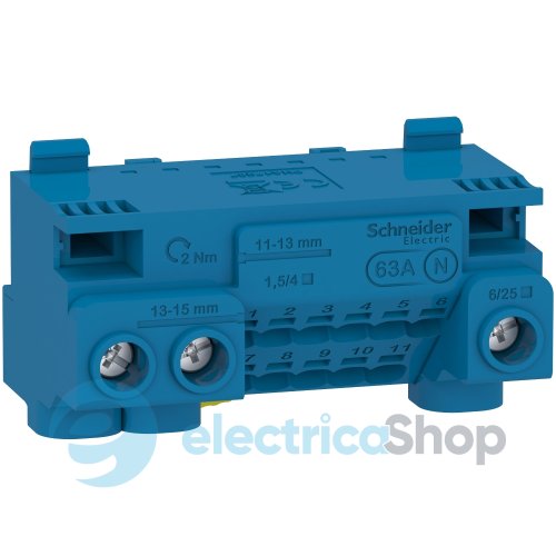 Клеммный блок N, 14 выходов, 3x25 мм² + 11x4 мм², Schneider Electric LGYT1N14