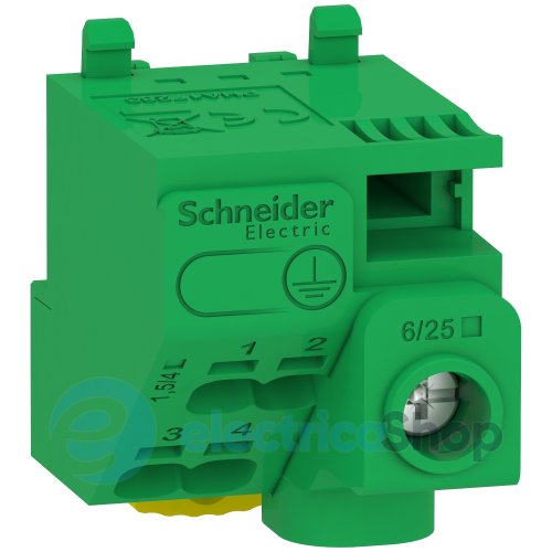 Клеммный блок PE, 5 выходов, 1x25 мм² + 4x4 мм², Schneider Electric LGYT1E05