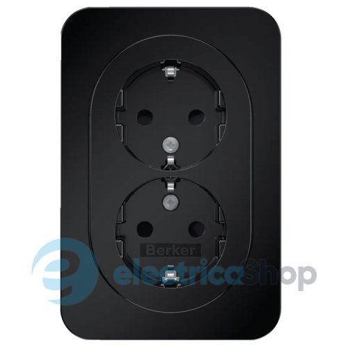 Розетка 2X с з/к 16А/250В защита контактов, цельная, R.1 Berker 47592045 черная