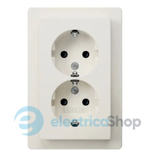 Розетка 2X с з/к 16А/250В, защита контактов, цельная, Berker 47596099 Q.3 полярная белизна
