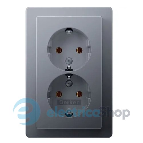 Розетка 2X с з/к 16А/250В, цельная, Q.1 Berker 47746084 алюминий