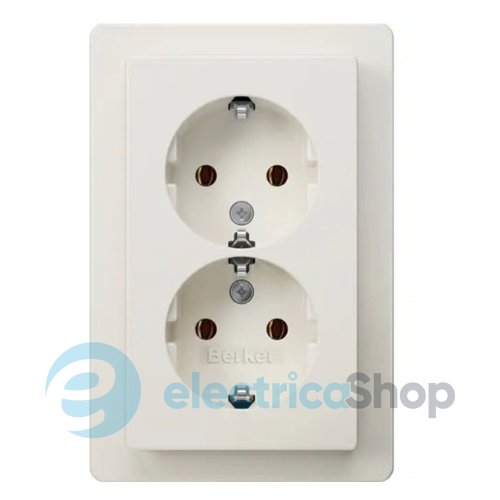Розетка 2X с з/к 16А/250В, цельная, Q.1 Berker 47746089 полярная белизна