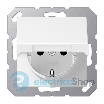 Розетка із З/К 16A/250V з кришкою Jung A1520BFKLWWM білий матовий