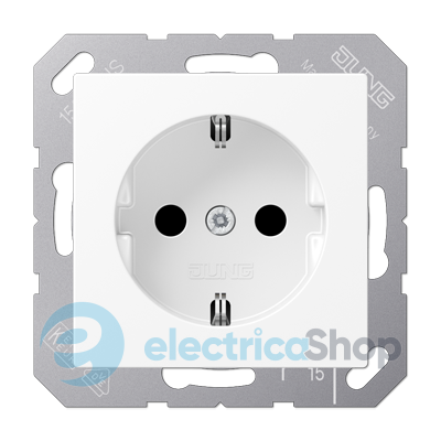 Розетка с З/К 16A/250V JUNG A1520BFWWM матовый белый