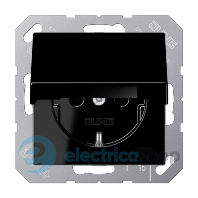 Розетка із З/К 16A/250V та з кришкою JUNG A1520KLSW чорна