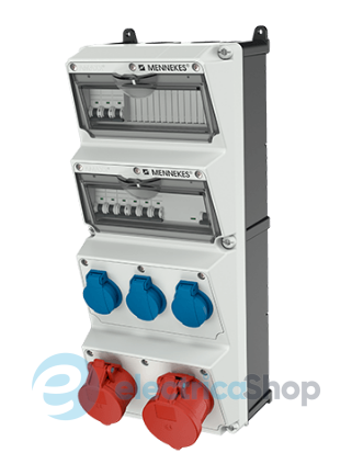 Модуль AMAXX 520x225 мм с разъемами 1xCEE16А5п 1xCEE32А5п 3xSchuko 1xRCD 40А 4п 0,03А 1xMCB32А3п/C 1xMCB16А3п/C 3xMCB16А1п