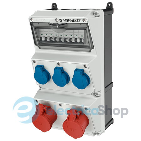 Модуль AMAXX 390x225 мм с разъемами 2xCEE16А5п 3xSchuko 2xMCB16А3п/D 3xMCB16А1п/C IP44, MENNEKES 930004