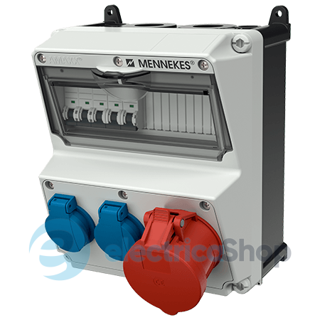 Модуль AMAXX 260x225 мм с разъемами 1xCEE32А5п 2xSchuko 1xMCB32А3п/C 2xMCB16А1п/C IP44, MENNEKES 920267