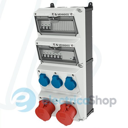 Модуль AMAXX 520x225 мм с разъемами 2xCEE32А5п 3xSchuko 2xMCB32А3п/C 3xMCB16А1п/C IP44, MENNEKES 944760