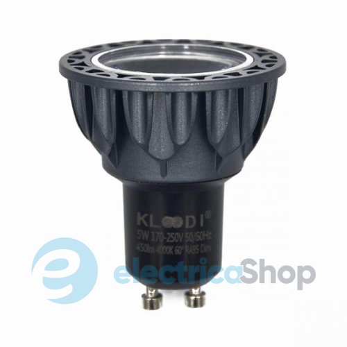 Лампа LED GU10 5WCOB 3000К 450Lm DIM KLOODI KDGU10-QL 5WCOB 4K 60D BK DIM
