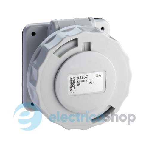 Розетка панельная прямая 16А 2P, 12г, 40…50V/AC IP67, соединение винтами, SE Kaedra Box 82953