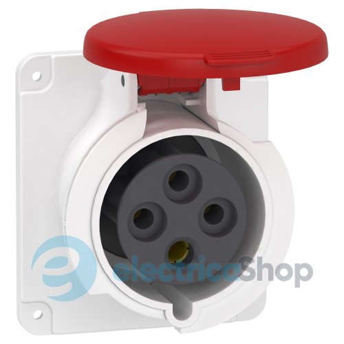 Розетка панельная прямая 32А 3P+E, 6ч, 380V/AC IP44, быстрое подключение, SE Kaedra Box PKY32G434