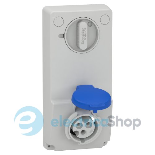 Розетка с выключателем и блокировкой 16А 2Р+Е, 6ч, 250V/AC IP44, SE Kaedra Box 82031