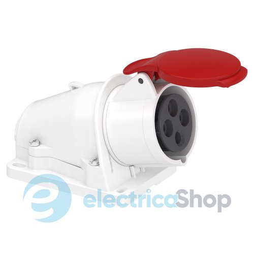 Розетка угловая настенная 16A 3P+E, 6ч, 380-415V/AC, IP44, соединение винтами, SE PratiKa PKF16W434