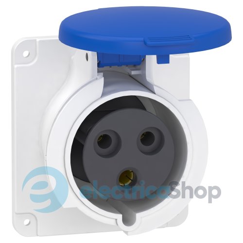 Розетка панельна пряма 32A 2P+E, 6г, 200-250V/AC, IP44, з'єднання гвинтами, SE PratiKa PKF32G423