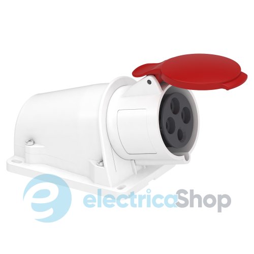 Розетка угловая настенная 32A 3P+E, 6ч, 380-415V/AC, IP44, соединение винтами, SE PratiKa PKF32W434