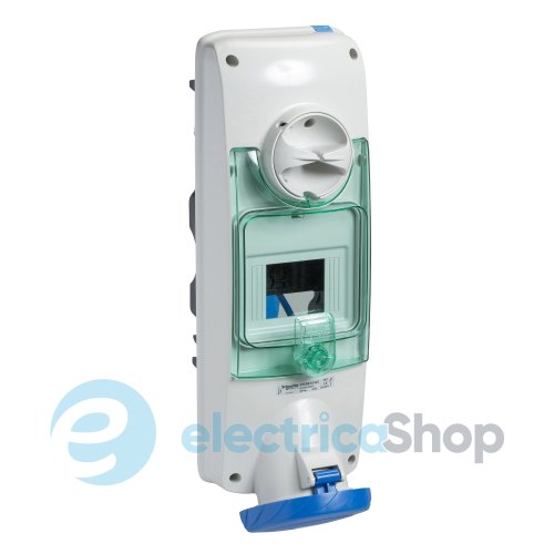Розетка с блокировкой и DIN-рейкой 63А 2Р+Е, 6ч, 250V/AC IP65, SE Kaedra Box PKB63U523