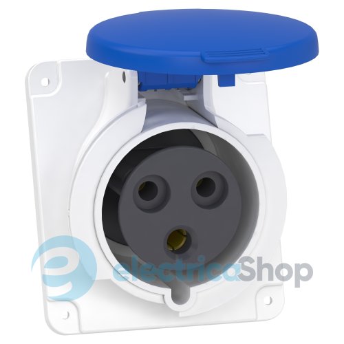 Розетка панельная угловая 32А 2P+E, 6ч, 250V/AC IP44, SE Kaedra Box PKY32F423