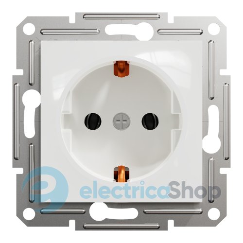 Розетка с заземлением Asfora Schneider Electric EPH2970121 белая (без рамки)