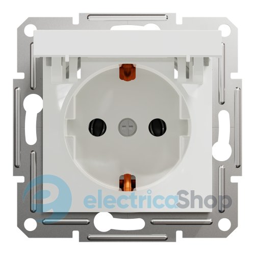 Розетка с крышкой с заземлением Asfora Schneider Electric EPH3170121 белая (без рамки)