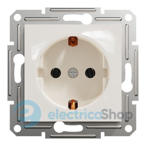 Розетка с заземлением Asfora Schneider Electric EPH2970123 крем (без рамки)