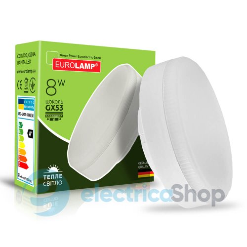 Светодиодная точечная лампа Eurolamp ЕКО GX53 8W 3000K LED-GX53-0830(N)