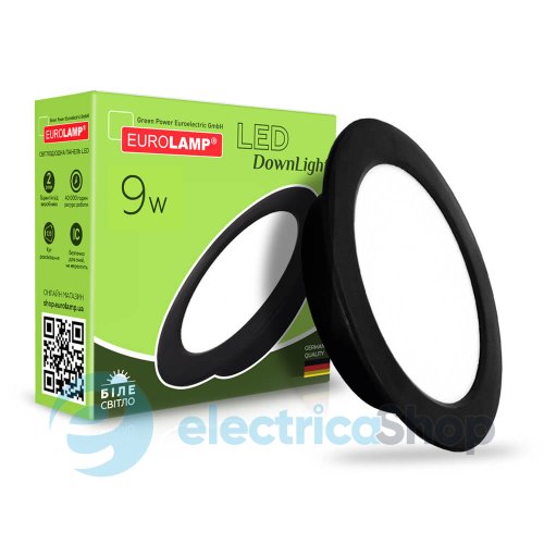 Вбудований точковий світильник DownLight Eurolamp LED 9W 4000K LED-DLR-9/4(new)(black)
