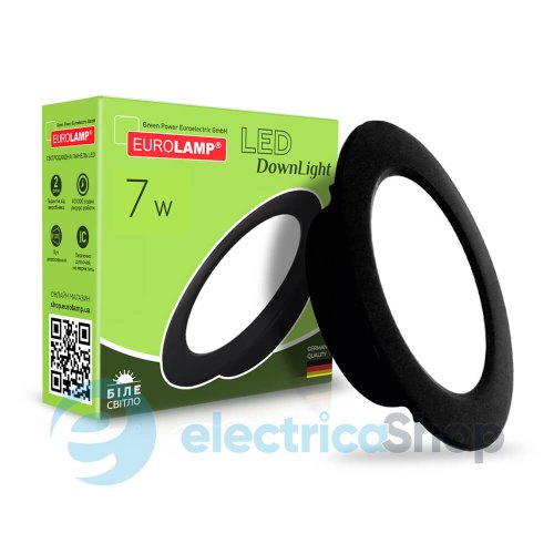 Вбудований точковий світильник DownLight Eurolamp LED 7W 4000K LED-DLR-7/4(new)(black)