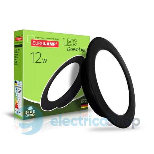 Вбудований точковий світильник DownLight Eurolamp LED 12W 4000K LED-DLR-12/4(new)(black)