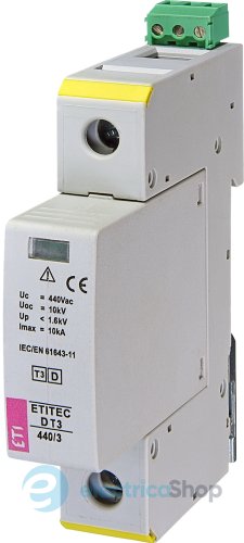 Обмежувач перенапруги тип III, ETITEC D T3 440/3 (1+0) 1p, RC ETI 2440420