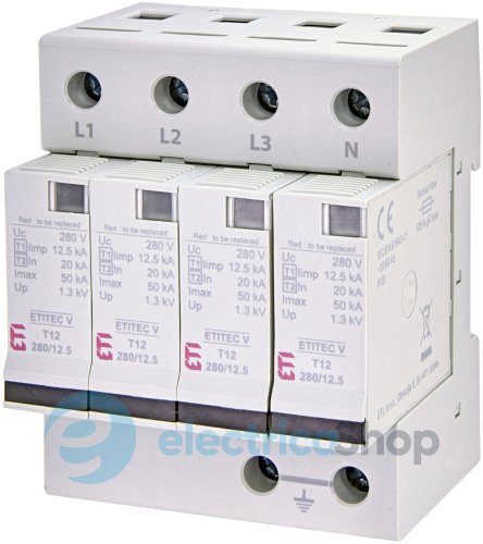 Ограничитель перенапряжения тип I+II, ETITEC V T12 280/12,5 (4+0) ETI 2442907