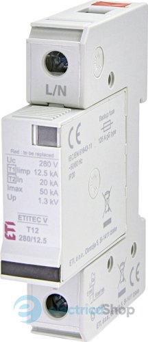 Обмежувач перенапруги тип I+II, ETITEC V T12 280/12,5 (1+0) RC ETI 2442910