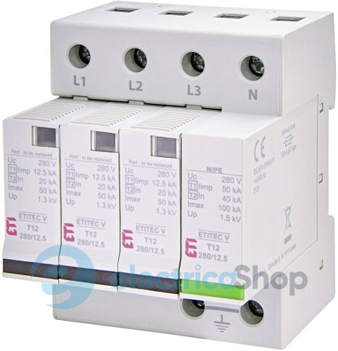 Обмежувач перенапруги тип I+II, ETITEC V T12 280/12,5 (3+1) RC ETI 2442918