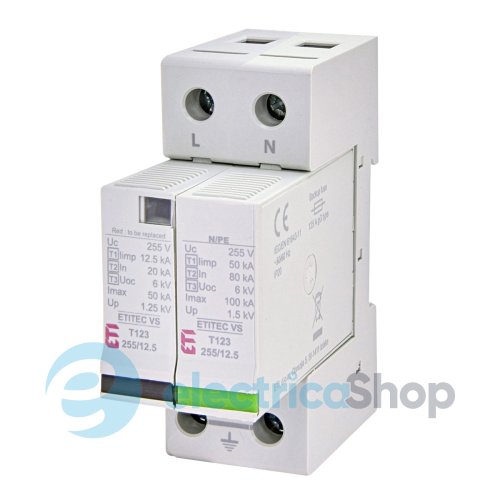 Обмежувач перенапруги тип I+II+III, ETITEC VS T123 255/12,5 (1+1) RC ETI 2442928