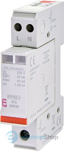 Ограничитель перенапряжения тип II, ETITEC V 2T2 255/20 (2+0) ETI 2442940