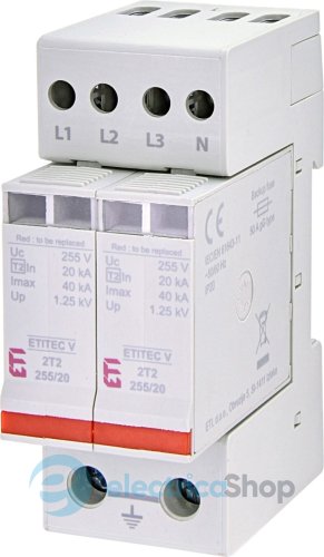 Ограничитель перенапряжения тип II, ETITEC V 2T2 255/20 (4+0) ETI 2442943