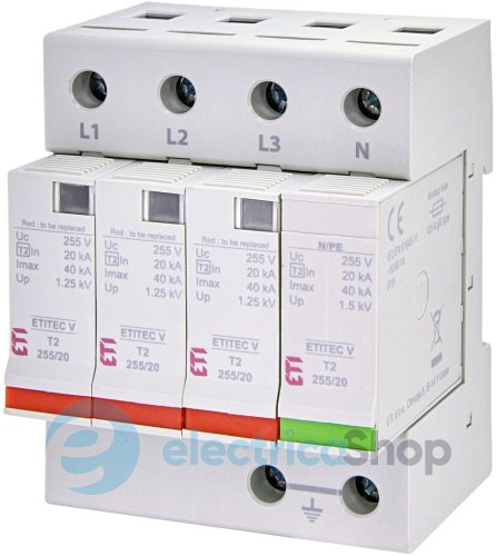 Ограничитель перенапряжения тип II, ETITEC V T2 255/20 (3+1) ETI 2442957
