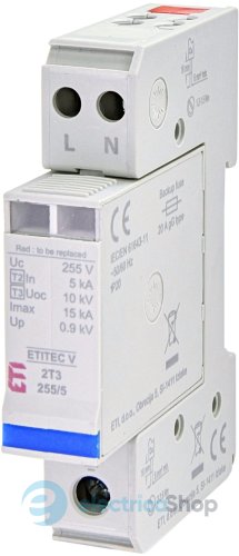 Обмежувач перенапруги тип III, ETITEC V 2T3 255/5 (2+0) ETI 2442968