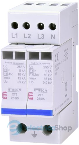 Обмежувач перенапруги тип III, ETITEC V 2T3 255/5 (4+0) ETI 2442971