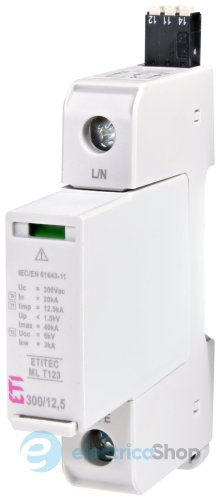 Ограничитель перенапряжения тип I+II+III, ETITEC ML T123 300/12,5 (1+0, 1p, TNC) RC ETI 2440662
