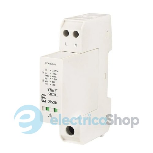 Обмежувач перенапруги тип II+III, ETITEC CM T23 275/20 (2+0, 1p, TNC-S) ETI 2440650