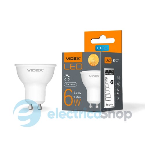 LED лампа VIDEX MR16еD 6W GU10 4100K диммерная