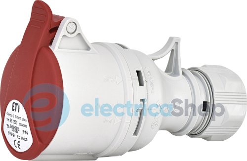 Розетка кабельная  ES-1653  IP44 (16А, 400V, 3P+N+PE), ETI 4482002