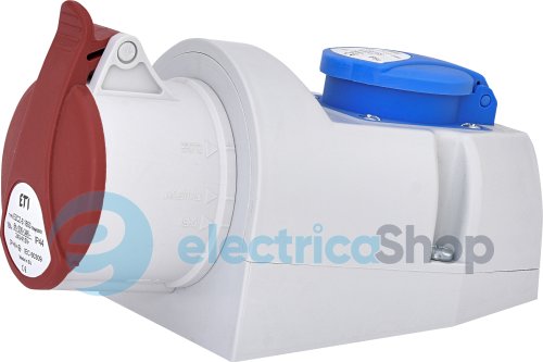 Розетка комбінована  EZCZ-S-1653  IP44 (16A, 400V/230V, 3P+N+PE /  EE 16S Schuko), ETI 4482051